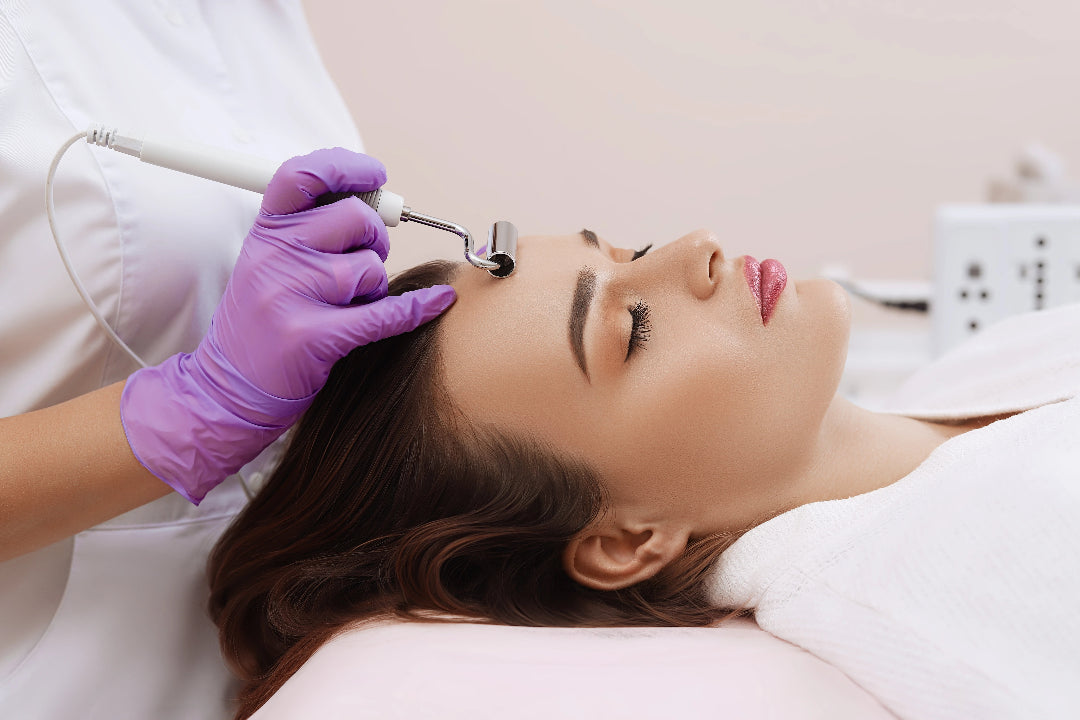 woman receiving professional face treatments